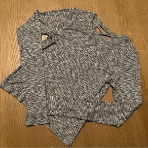 Hollister Heathered Gray Long Sleeve Semi Crop Top with Cross Back Details